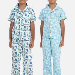 Growing Tree Kids Pack of 2 Printed Pure Cotton Night suit-picture-1