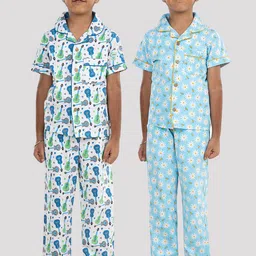 Growing Tree Kids Pack Of 2 Printed Pure Cotton Night Suits-picture-6