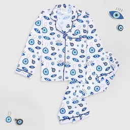 Pyjama Party Kids Conversational Printed Cuban Collar Night suit-image-57