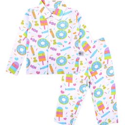 The Mom Store Unisex Kids White & Blue Printed Night suit-image-95