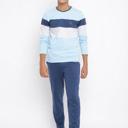 Lil Tomatoes Boys Blue & White Colourblocked Night suit-image-19