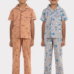 Growing Tree Kids Pack Of 2 Printed Pure Cotton Night suits-picture-4
