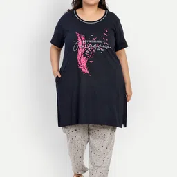 CUPID Women Plus Size Printed Night Suit-image-15