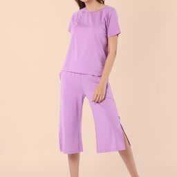 Nite Flite Women Lavender Solid Culotte Set-picture-37
