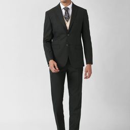 Peter England Elite Men Black Three Piece Suit-image-22