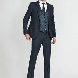 Arrow Men Patterned Single-Breasted Three-Piece Formal Suit-image-6