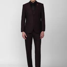 Van Heusen Men Maroon Single-Breasted Slim-Fit Three Piece Suit-image-44