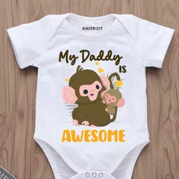 KNITROOT Infants Unisex Graphic Printed Envelope Neck Short Sleeves Casual Bodysuit-image-35