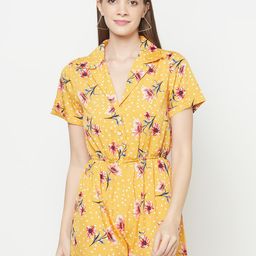Purple State Yellow & Green Floral Printed Playsuit-picture-57