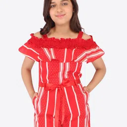 CUTECUMBER Girls Striped Waist Tie-Ups Jumpsuit-image-55