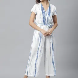 StyleStone Women White & Blue Printed Jumpsuit-image-26
