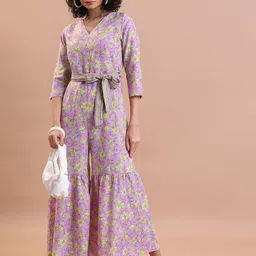 Vishudh Floral Printed Tie Up Basic Jumpsuit-picture-22