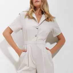 Trend Alacati stili Shirt Collar Cotton Jumpsuit-picture-20