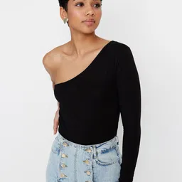Trendyol One Shoulder Long Sleeves Bodysuit-image-39