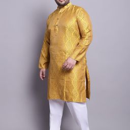 SOJANYA PLUS Ethnic Motifs Woven Design Regular Kurta With Pyjamas & Nehru Jacket image 1