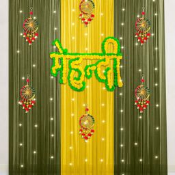 Special You Green & Yellow 14 Pcs Curtain & Mehandi Banner Decorations-44
