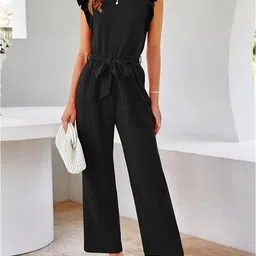 StyleCast Black Flutter Sleeves Waist Tie-Ups Basic Jumpsuit-image-32