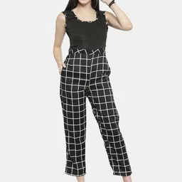 Enchanted Drapes Black & White Checked Basic Jumpsuit-picture-40