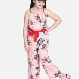 StyleStone Girls Peach-Coloured & Green Printed Basic Jumpsuit-image-77