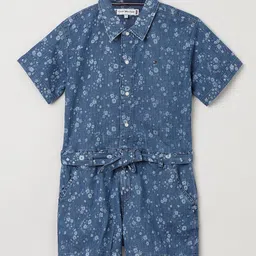 Tommy Hilfiger Girls Printed Shirt Collar Basic Jumpsuit-51