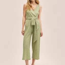 MANGO Green Striped Basic Jumpsuit-4