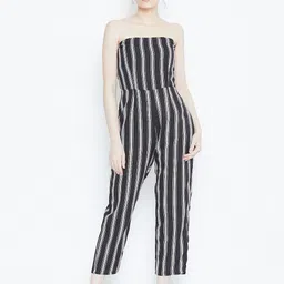 DODO & MOA Black & White Strapless Striped Basic Jumpsuit-picture-42