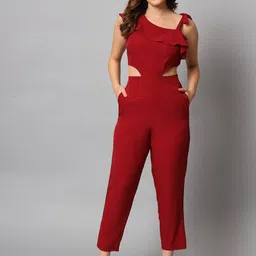 emeros Stylized Tie-up One-shoulder Waist-Cut Detail Jumpsuit-image-96