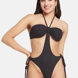 SECRETS BY ZEROKAATA Ribbed Halter Neck Swim Bodysuit-image-91