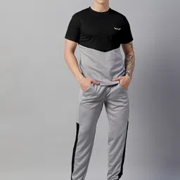 CHROME & CORAL Men Colorblocked Tracksuits-image-12