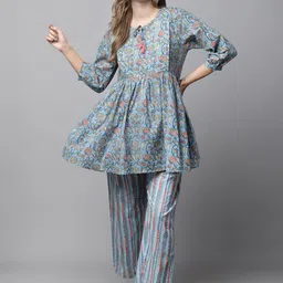 Secret Wish Floral Printed Pure Cotton Maternity Night suit-image-23