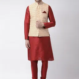 DEYANN Ethnic Motifs Regular Kurta with Pyjamas And Nehru Jacket image 1