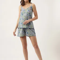 Divena Floral Printed Sleeveless Pure Cotton Night suit-image-24