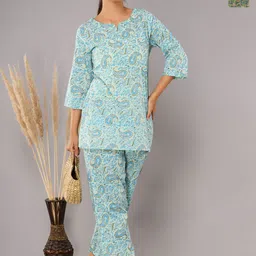 Krati Creations Pack Of 2 Floral Printed Pure Cotton Night suit-image-79