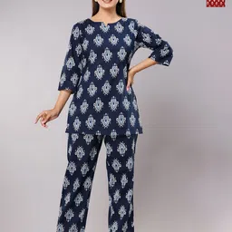 Krati Creations Pack Of 2 Floral Printed Pure Cotton Night suit-image-93