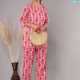 Krati Creations Pack Of 2 Floral Printed Pure Cotton Night suit-picture-41
