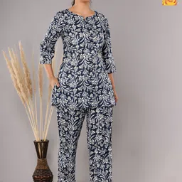 Krati Creations Pack Of 2 Floral Printed Pure Cotton Night suit-picture-18