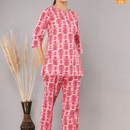 Krati Creations Pack Of 2 Floral Printed Pure Cotton Night suit-image-74