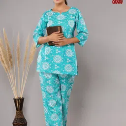 Krati Creations Pack Of 2 Floral Printed Pure Cotton Night suit-picture-47