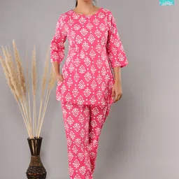 Krati Creations Pack Of 2 Floral Printed Pure Cotton Night suit-image-83