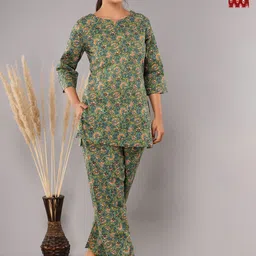 Krati Creations Pack Of 2 Floral Printed Pure Cotton Night suit-image-95