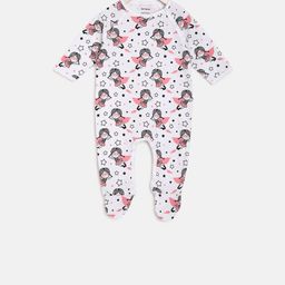 berrytree Infants White & Pink Printed Organic Cotton Sustainable Sleepsuit-picture-29