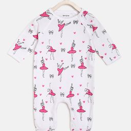 berrytree Infants White & Pink Printed Organic Cotton Sustainable Sleepsuit-picture-48