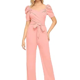 ODETTE Sweetheart Neck Puff Sleeves Basic Jumpsuit-image-66