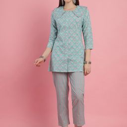 Prakrti Printed Pure Cotton Top  & trouser Co-Ord Set-image-81