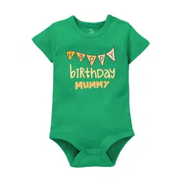 Zeezeezoo Infant Kids Green Happy Birthday Mummy Printed Cotton Bodysuit-picture-12
