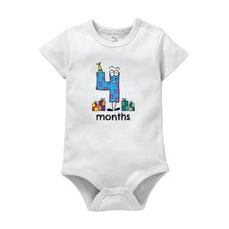 Zeezeezoo Infant Kids White I am 4 months Birthday Print Bodysuit-image-102