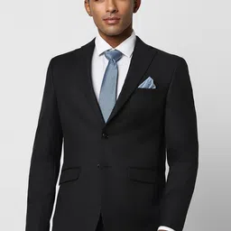 Peter England Elite Slim Fit Shawl Collar Single-Breasted Two Piece Formal Suit-image-52