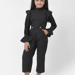 Eavan Kids Girls Polka Dot Printed Basic Jumpsuit With Ruffles-image-67
