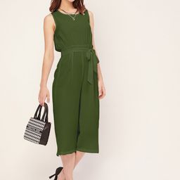 Moomaya Waist Tie-Ups Capri Jumpsuit-image-98