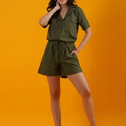 Globus Shirt Collar Waist Tie Ups Playsuit-picture-41